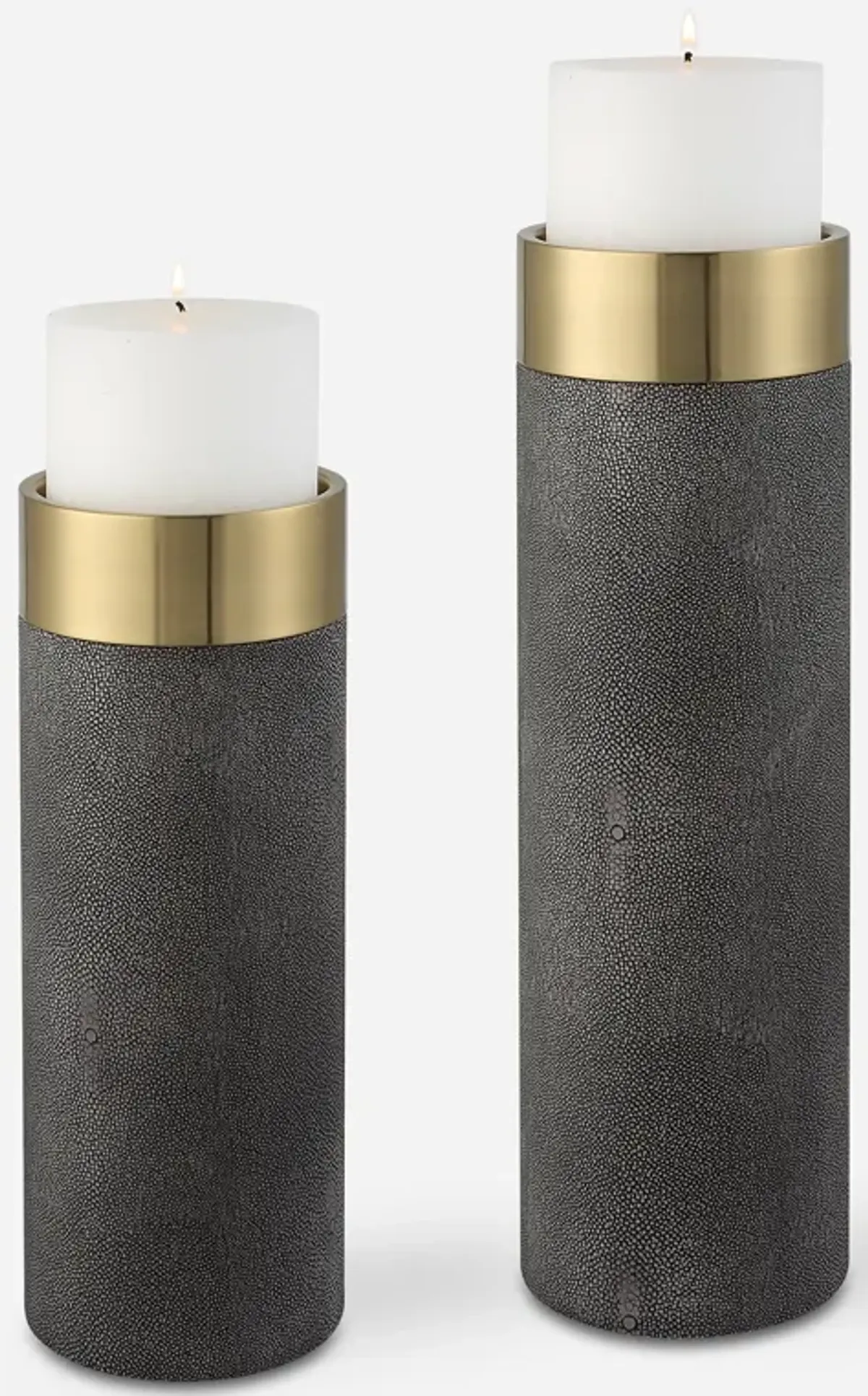 Wessex Gray Candleholders, S/2