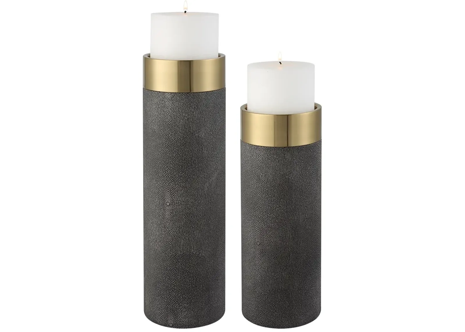 Wessex Gray Candleholders, S/2