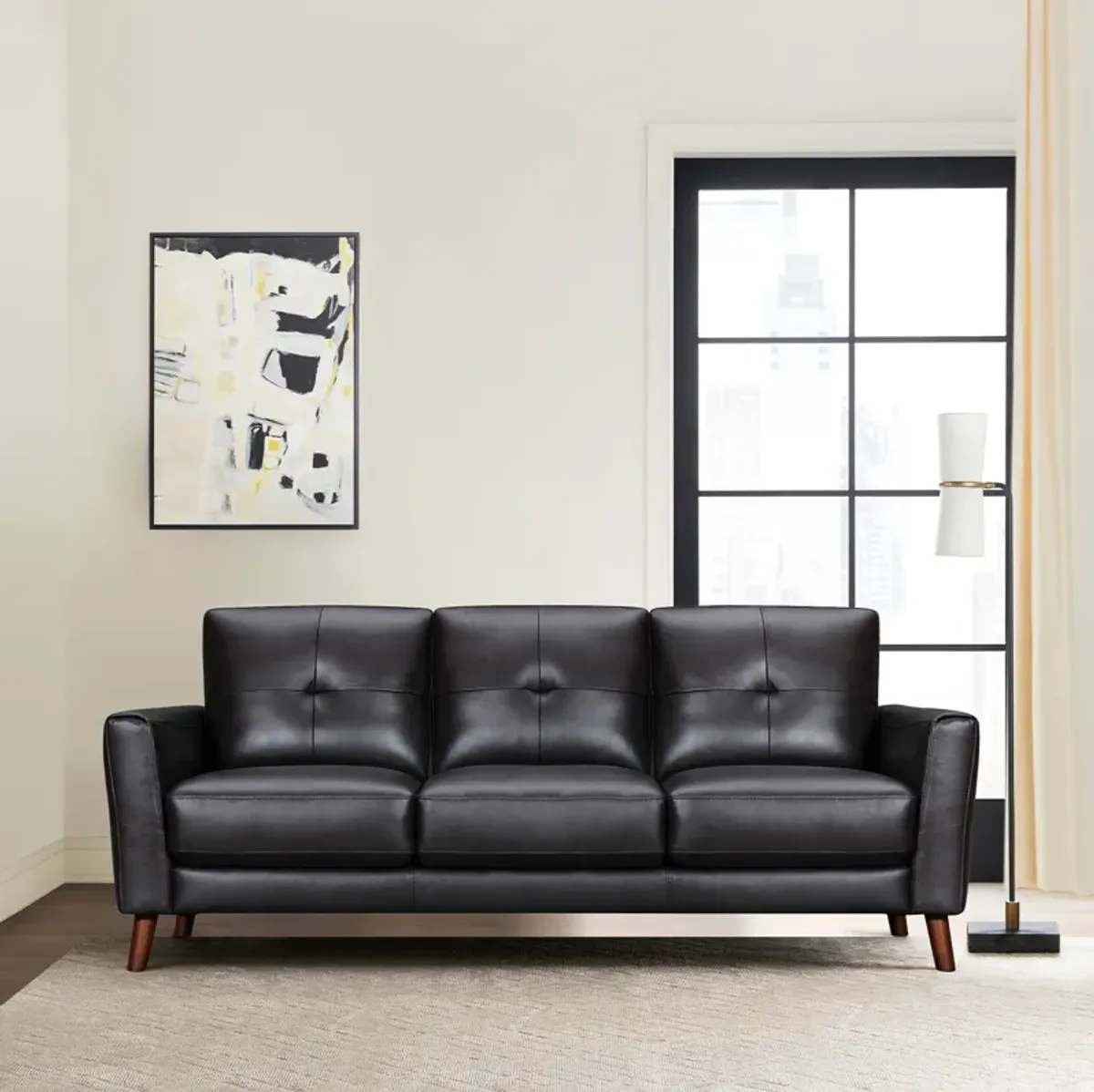 Almafi 82" Brown Leather Sofa