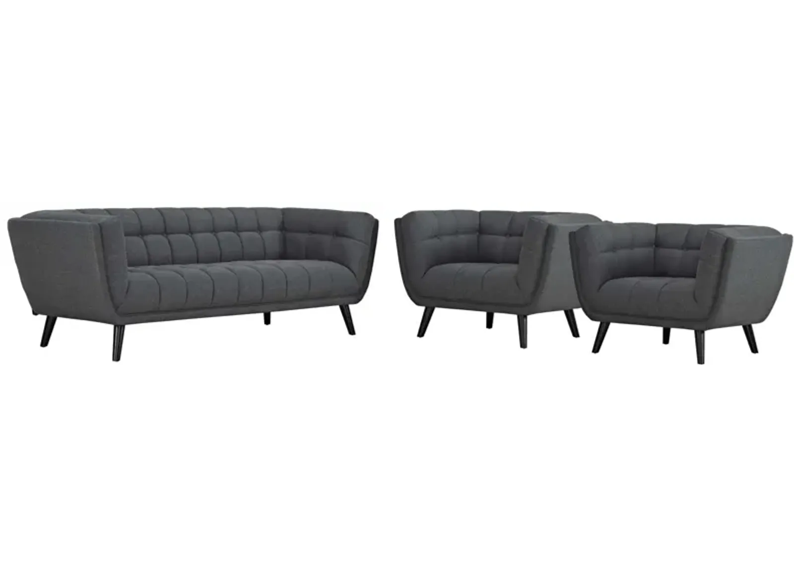 Bestow 3 Piece Upholstered Fabric Sofa and Armchair Set