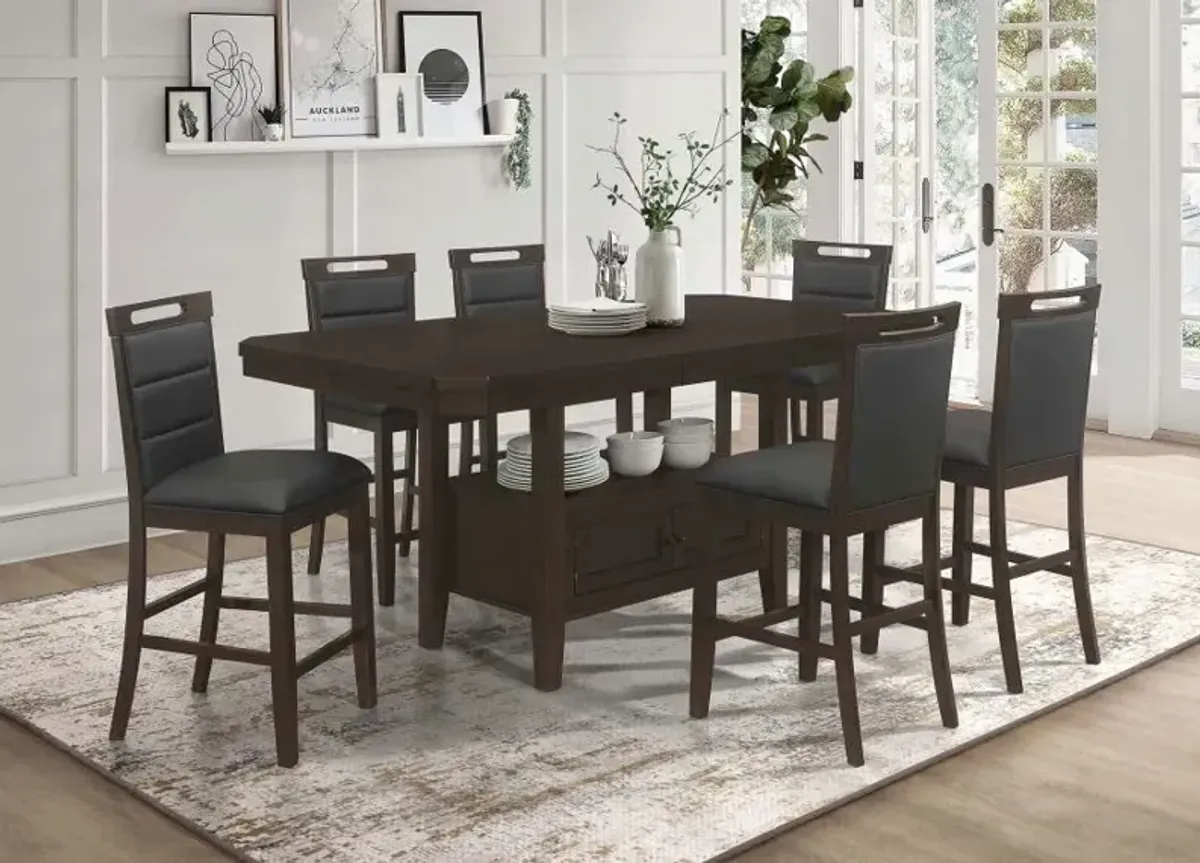 Prentiss 5-piece Rectangular Counter Height Dining Set with Butterfly Leaf Cappuccino