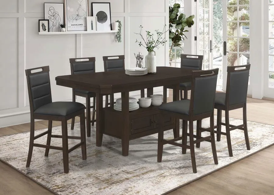 Prentiss 5-piece Rectangular Counter Height Dining Set with Butterfly Leaf Cappuccino