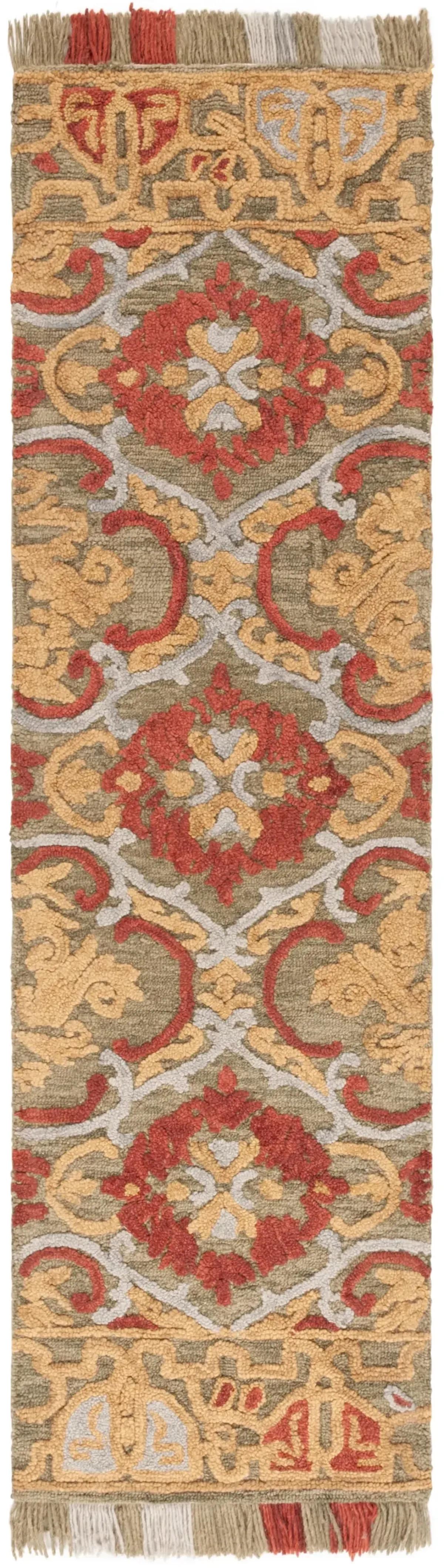 BLOSSOM 422 GREEN  2'-3' x 8' Runner Rug