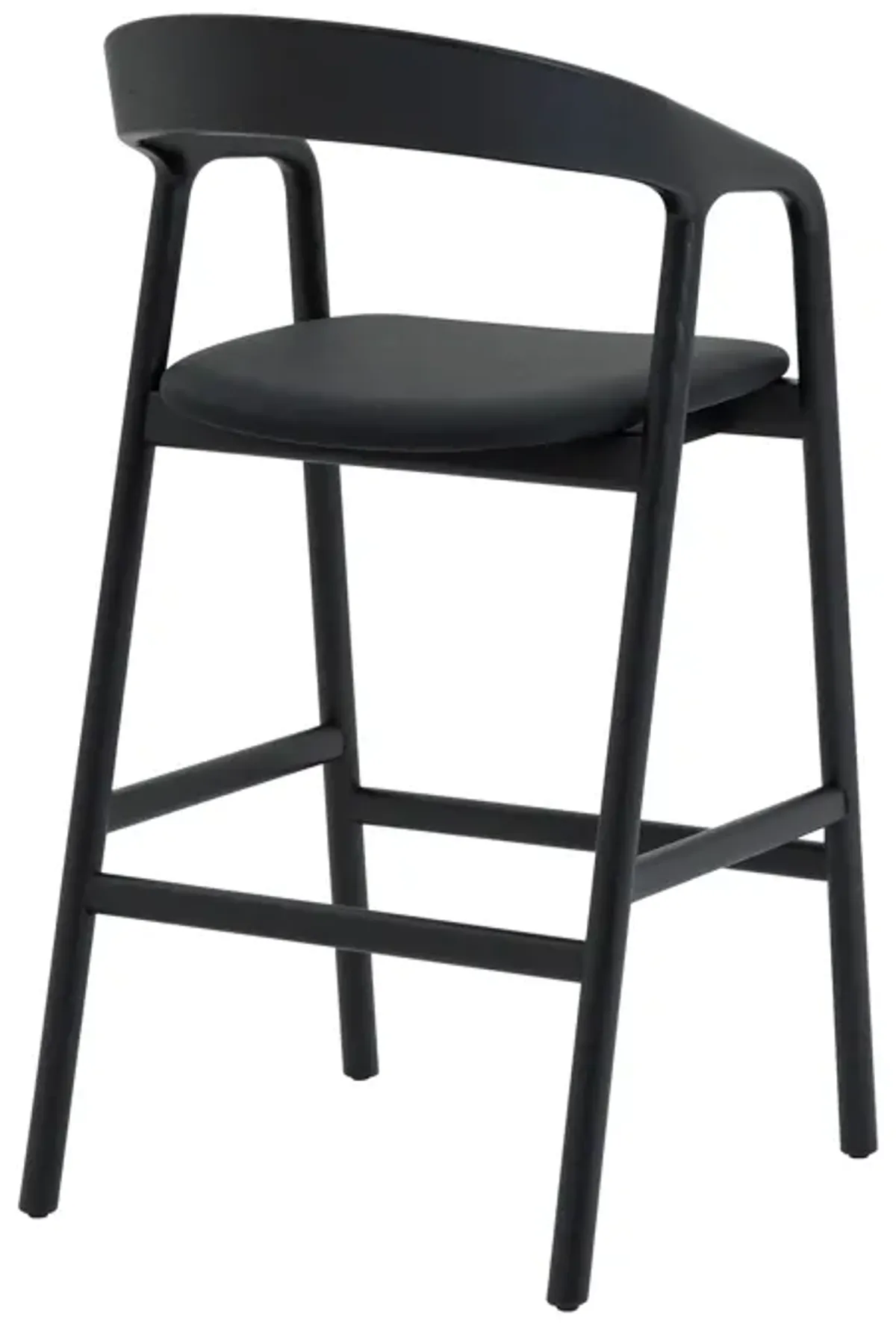 Apache Black Oak Wood and Faux Leather Bar Stool