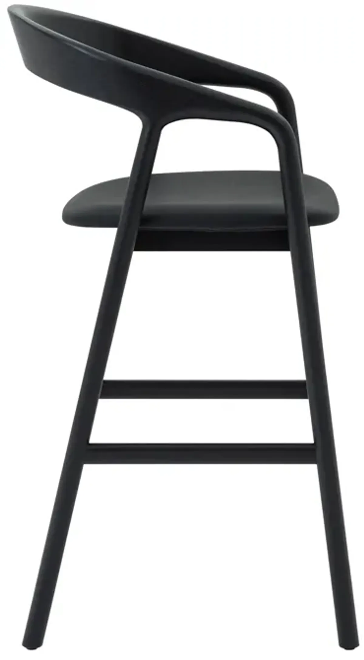 Apache Black Oak Wood and Faux Leather Bar Stool