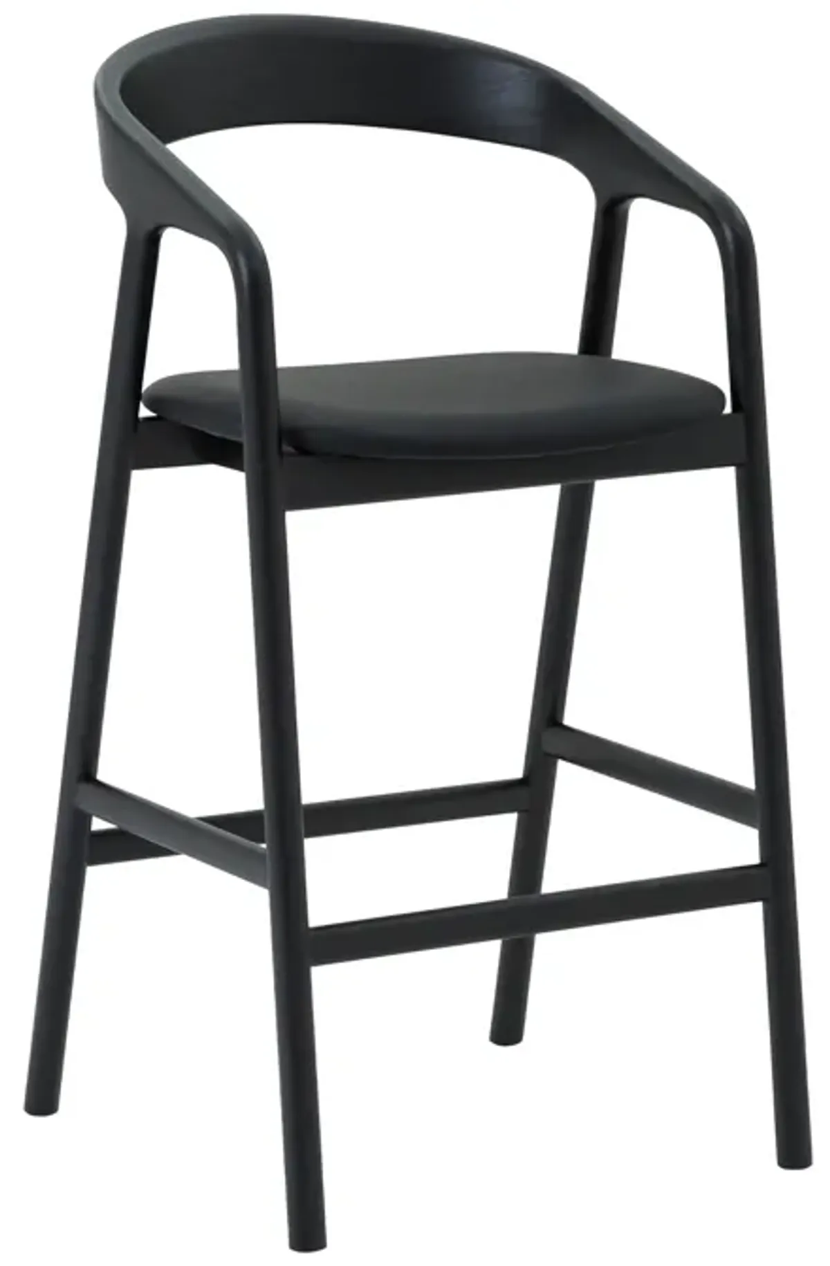 Apache Black Oak Wood and Faux Leather Bar Stool