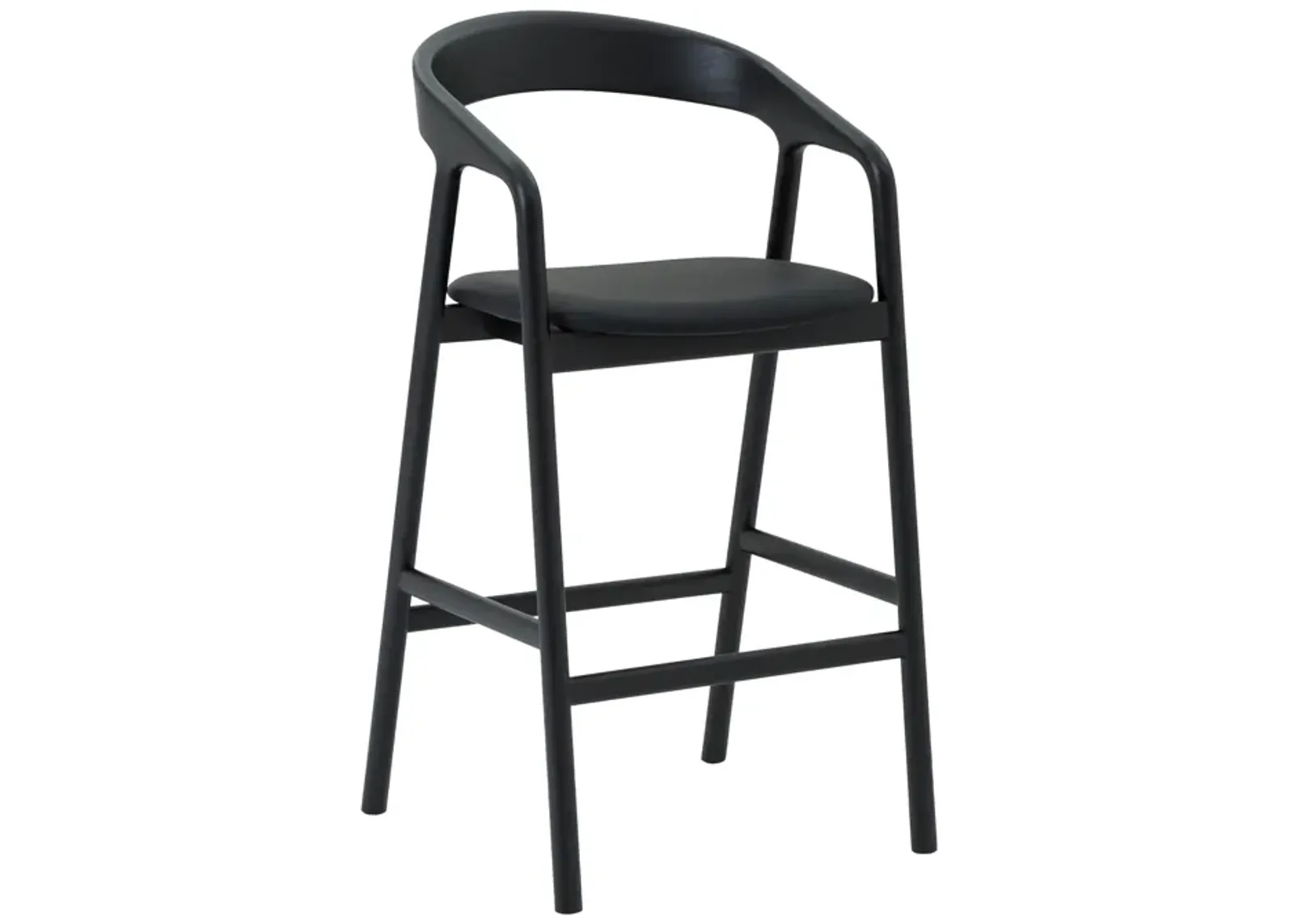 Apache Black Oak Wood and Faux Leather Bar Stool