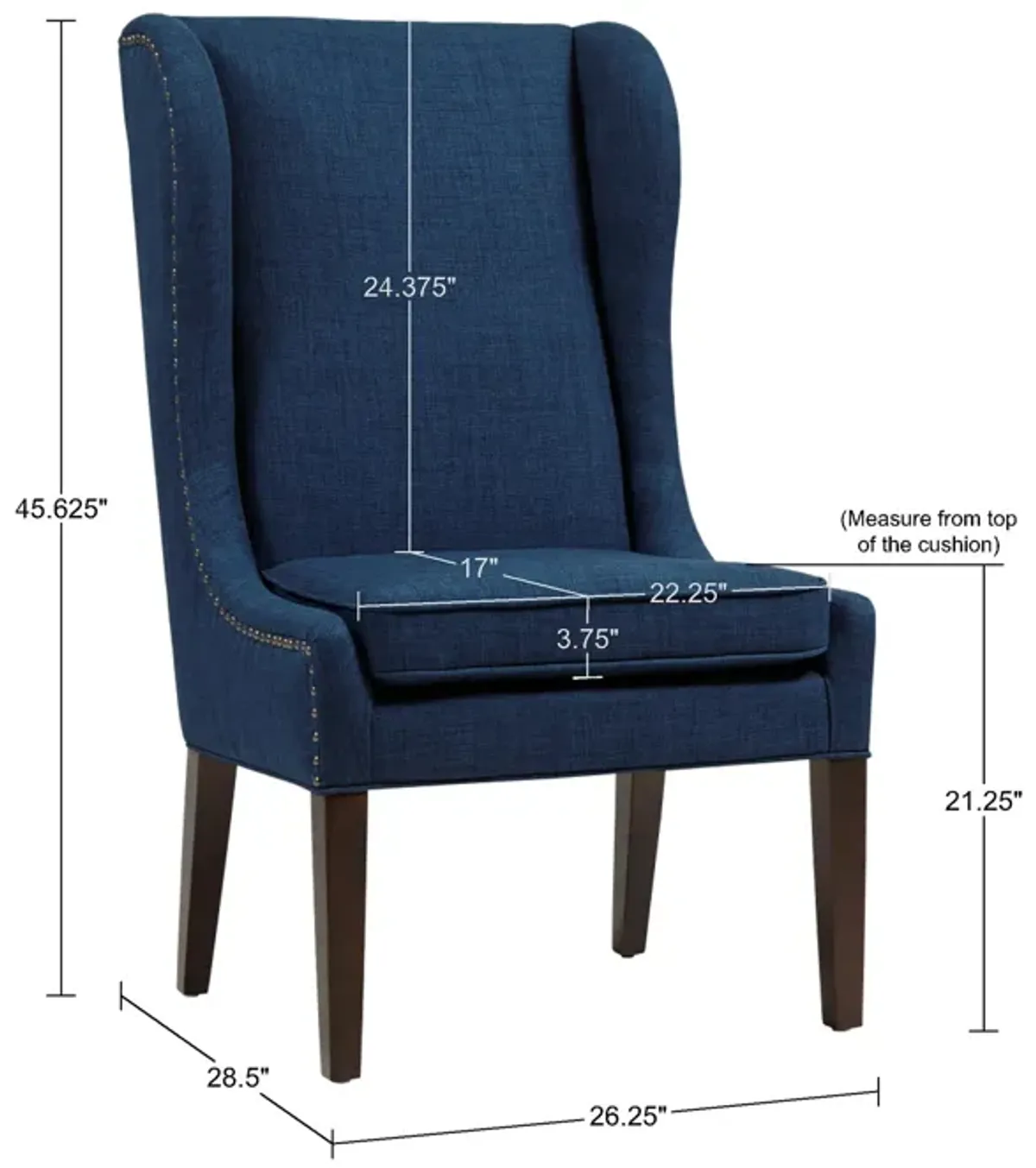 Madison Park Garbo Dark Blue Captains Dining Chair