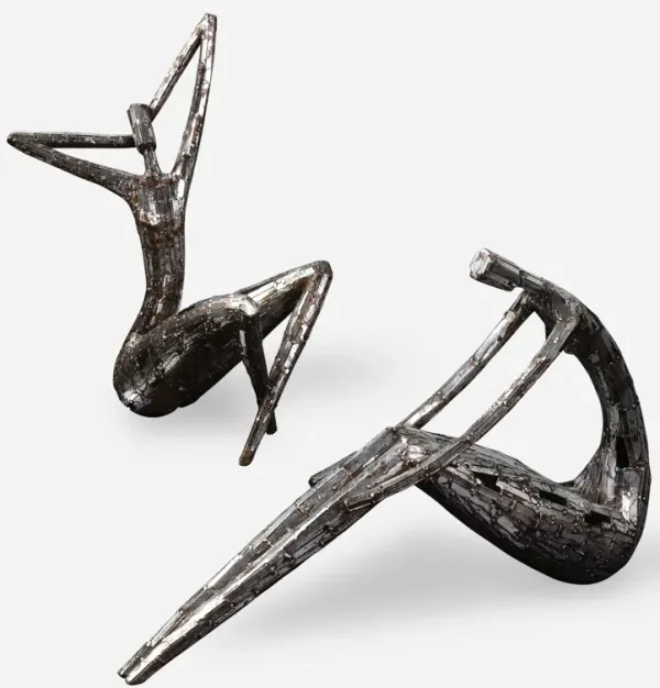 Dahy Antique Silver Statues, Set/2