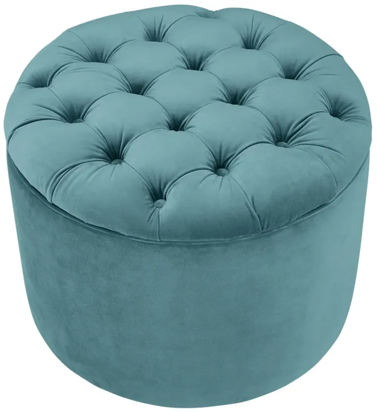 Queen Sea Blue Velvet Storage Ottoman