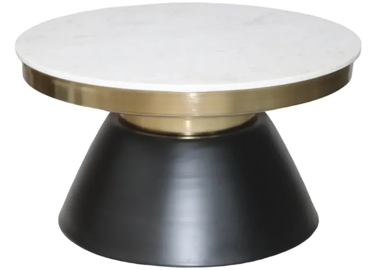 17" Marble Top Round Coffee Table, Black & Gold