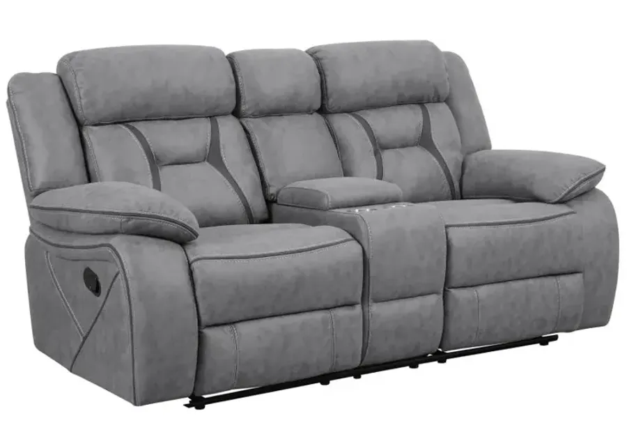 Higgins Pillow Top Arm Motion Loveseat with Console Grey