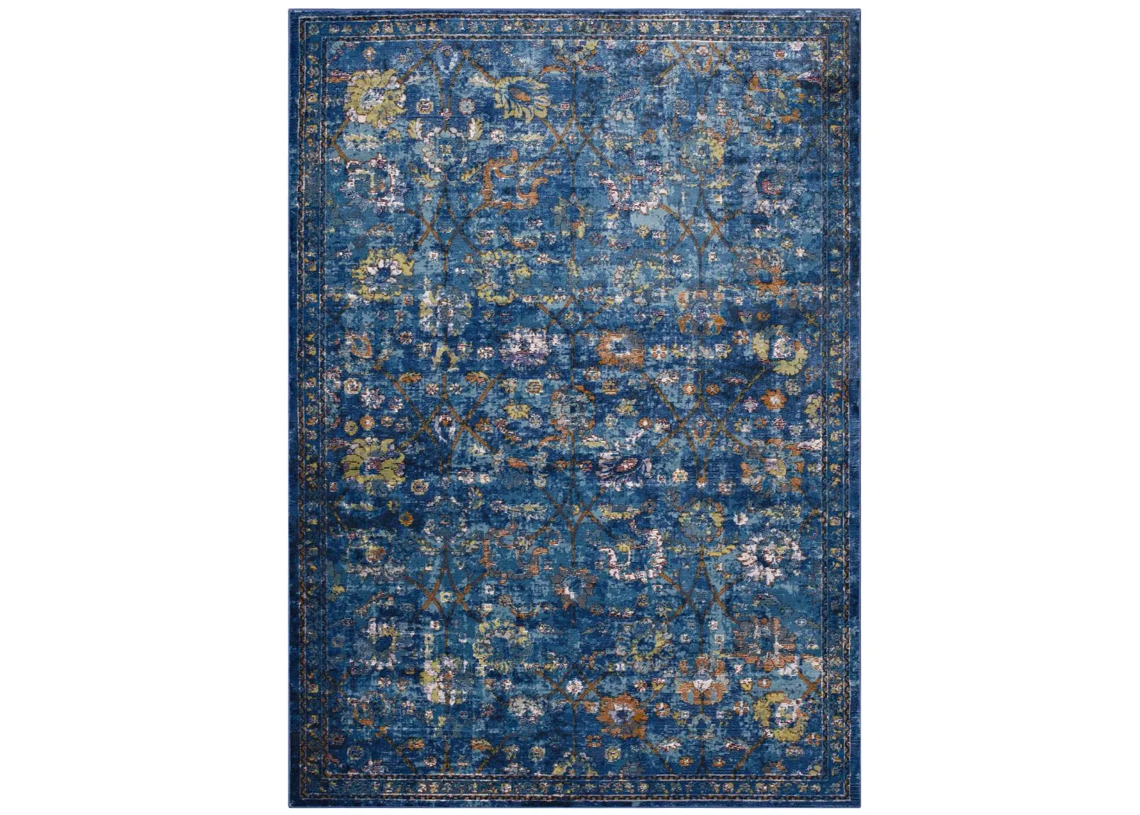 Minu Distressed Floral Lattice 5x8 Area Rug