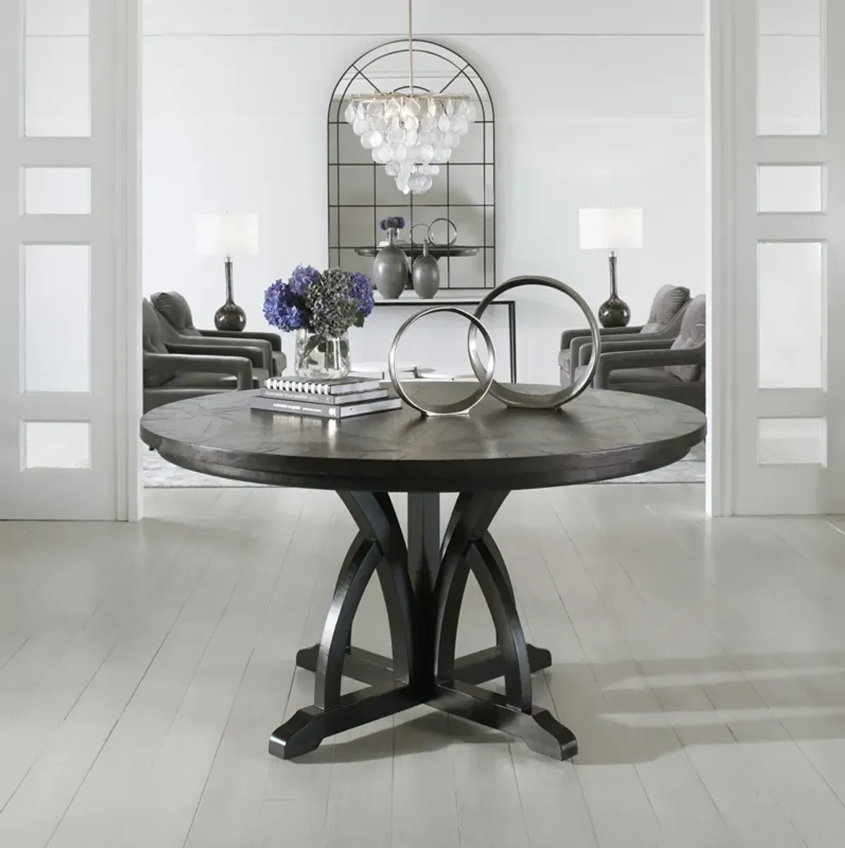 Maiva Round Black Dining Table