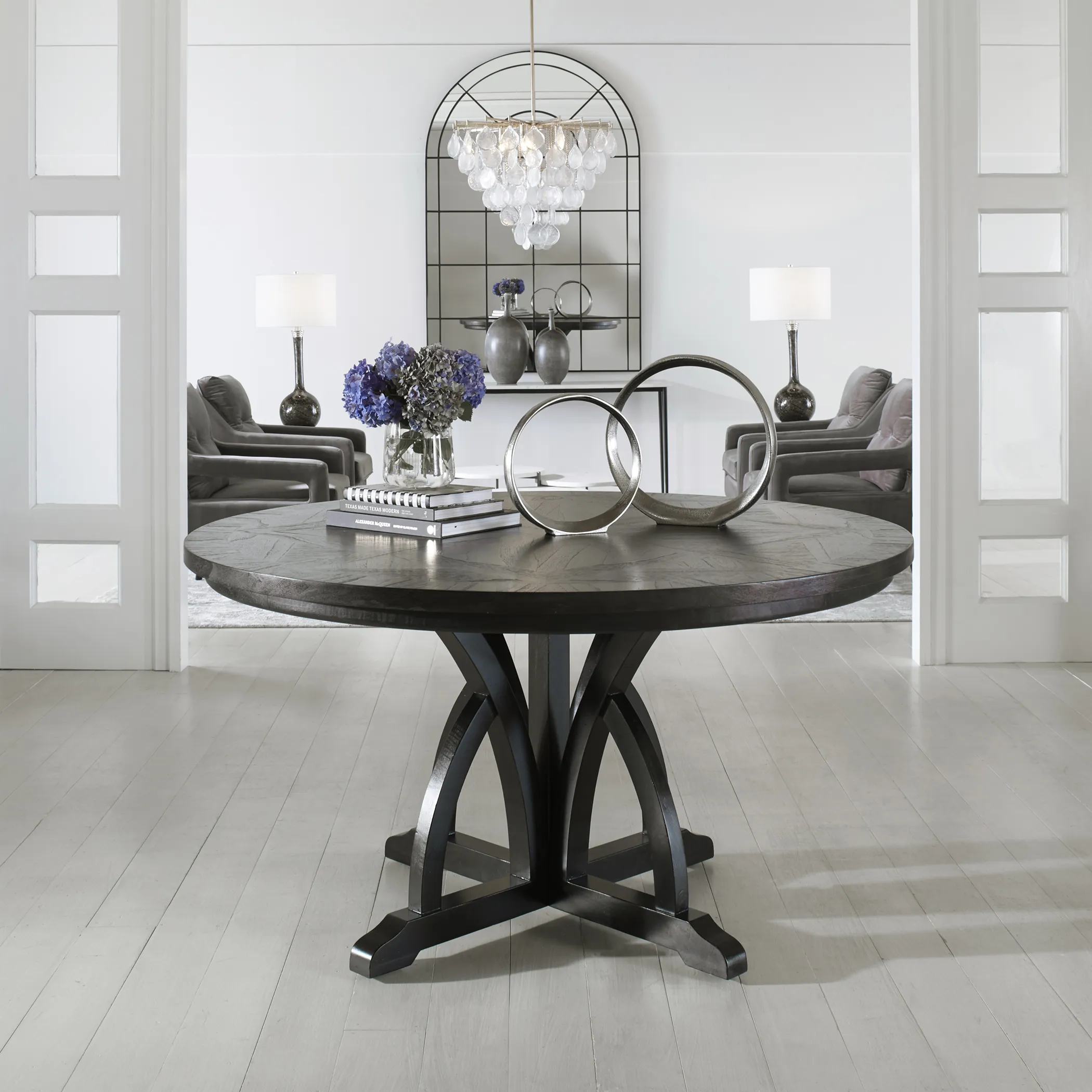 Maiva Round Black Dining Table