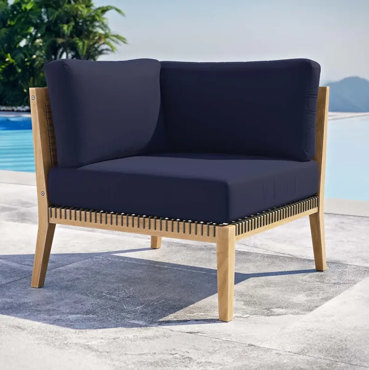 Clearwater Outdoor Patio Teak Wood Corner Chair