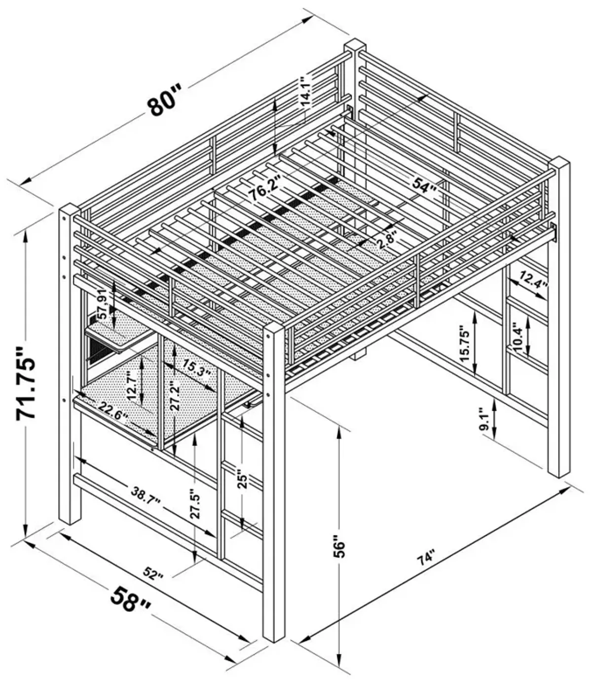 Vannes Workstation Loft Bed 