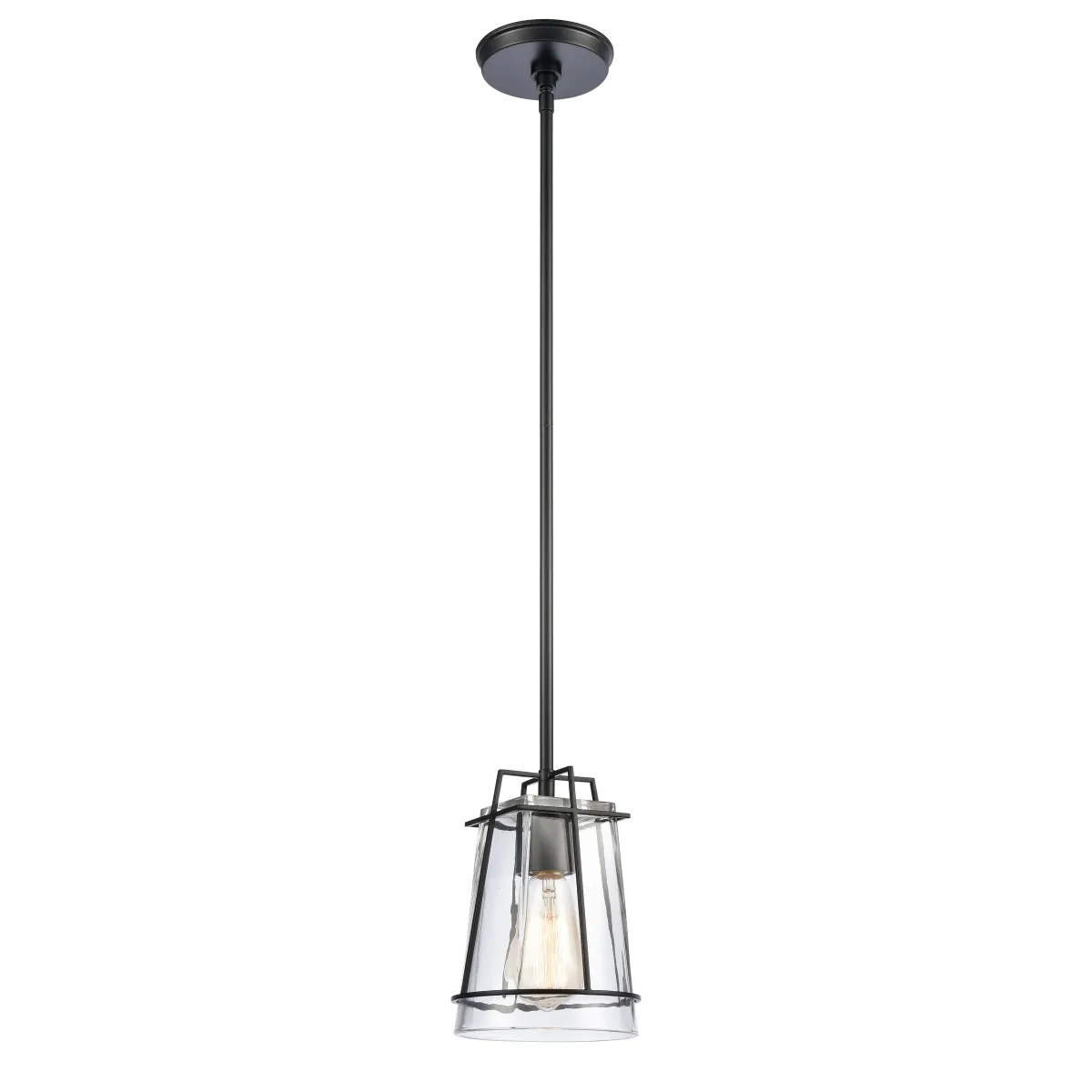 Square To Round 6" Wide 1-Light Mini Pendant - Matte Black