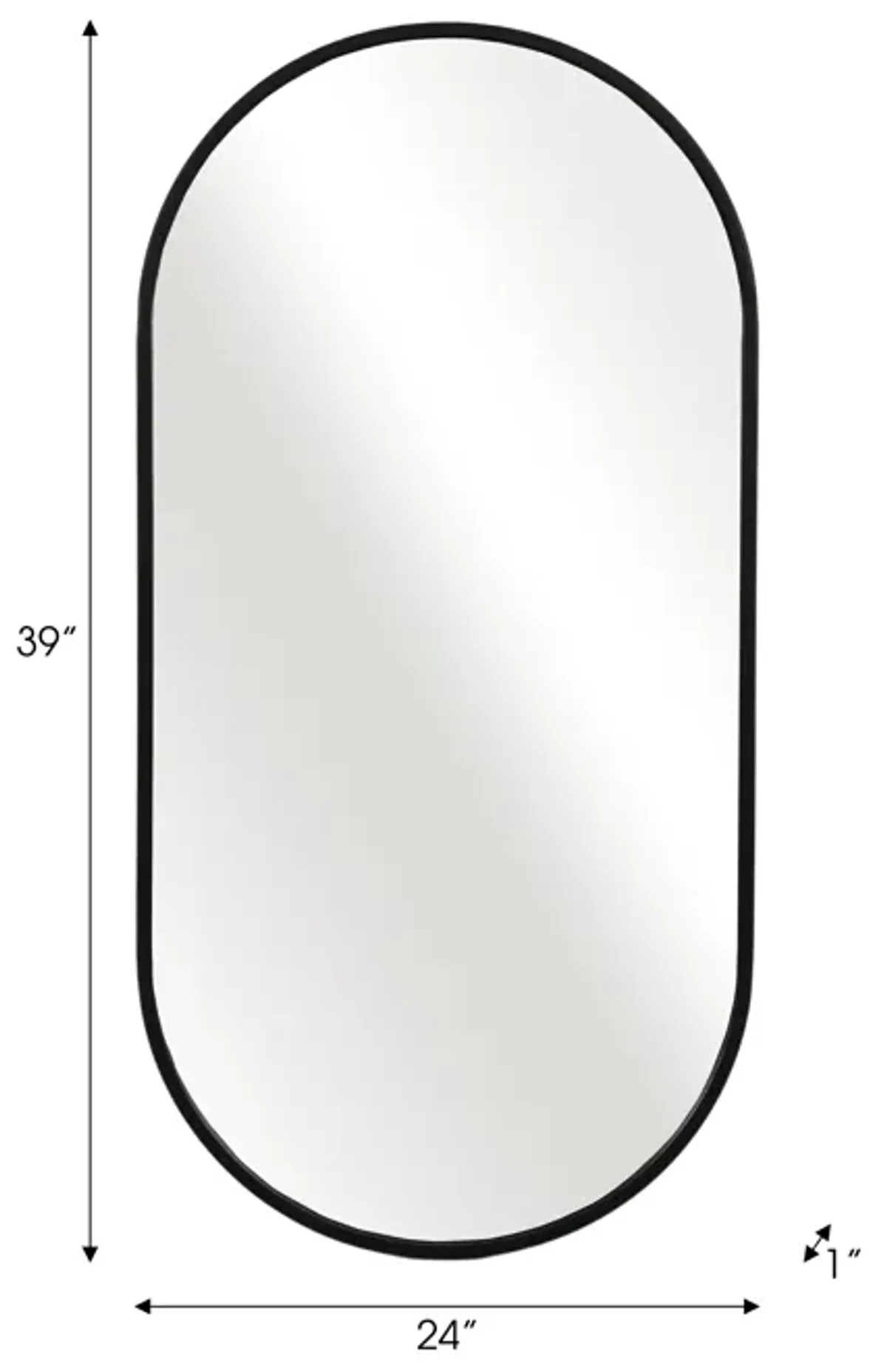 Metal, 20x40 Capsule Mirror, Black