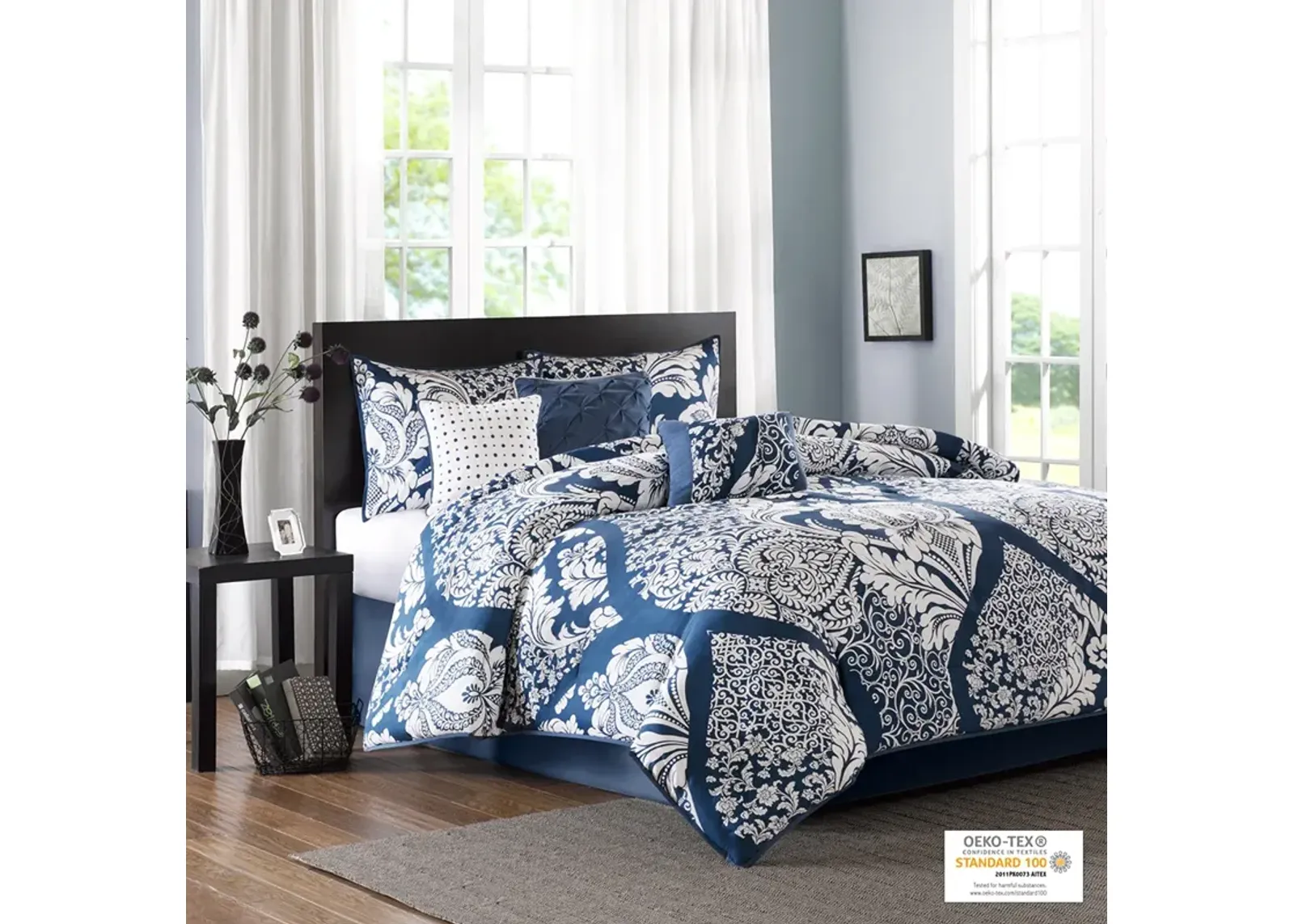 Madison Park Vienna Indigo 7 Piece Cotton Printed Comforter Set