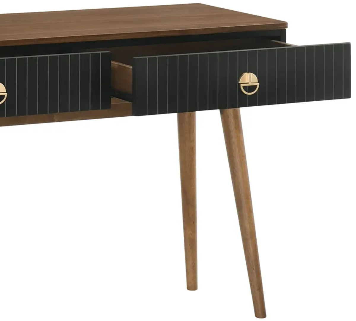 Amigo Black Veneer and Walnut Wood Console Table