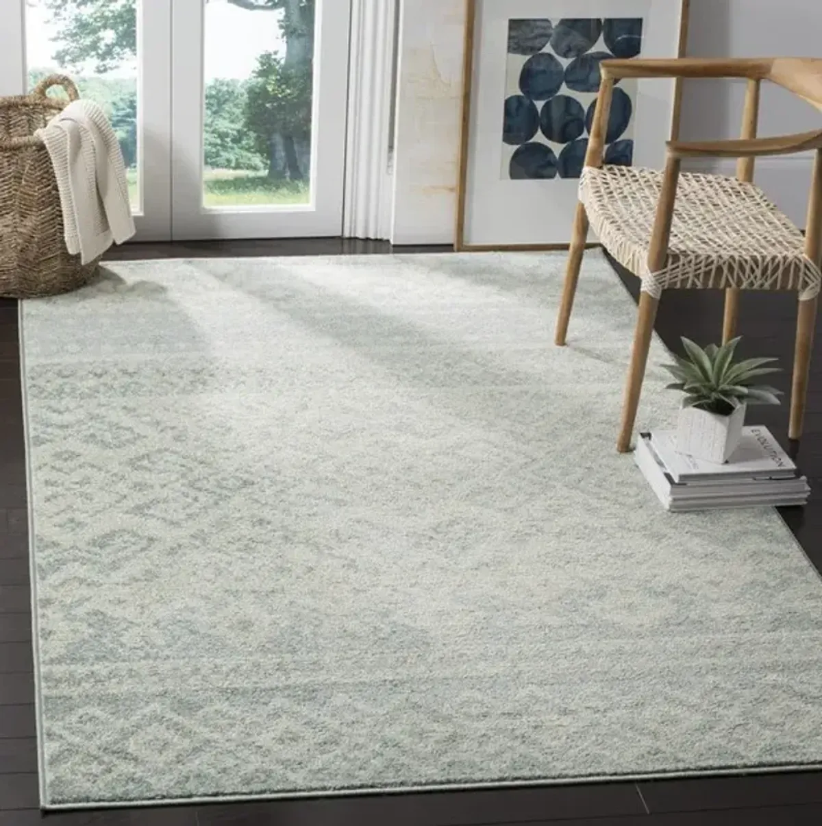 Adirondack Contemporary Slate / Ivory 4' X 6' Powerloomed Rug