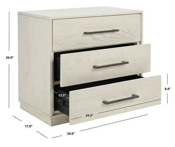 Mallory 3 Drawer Nightstand