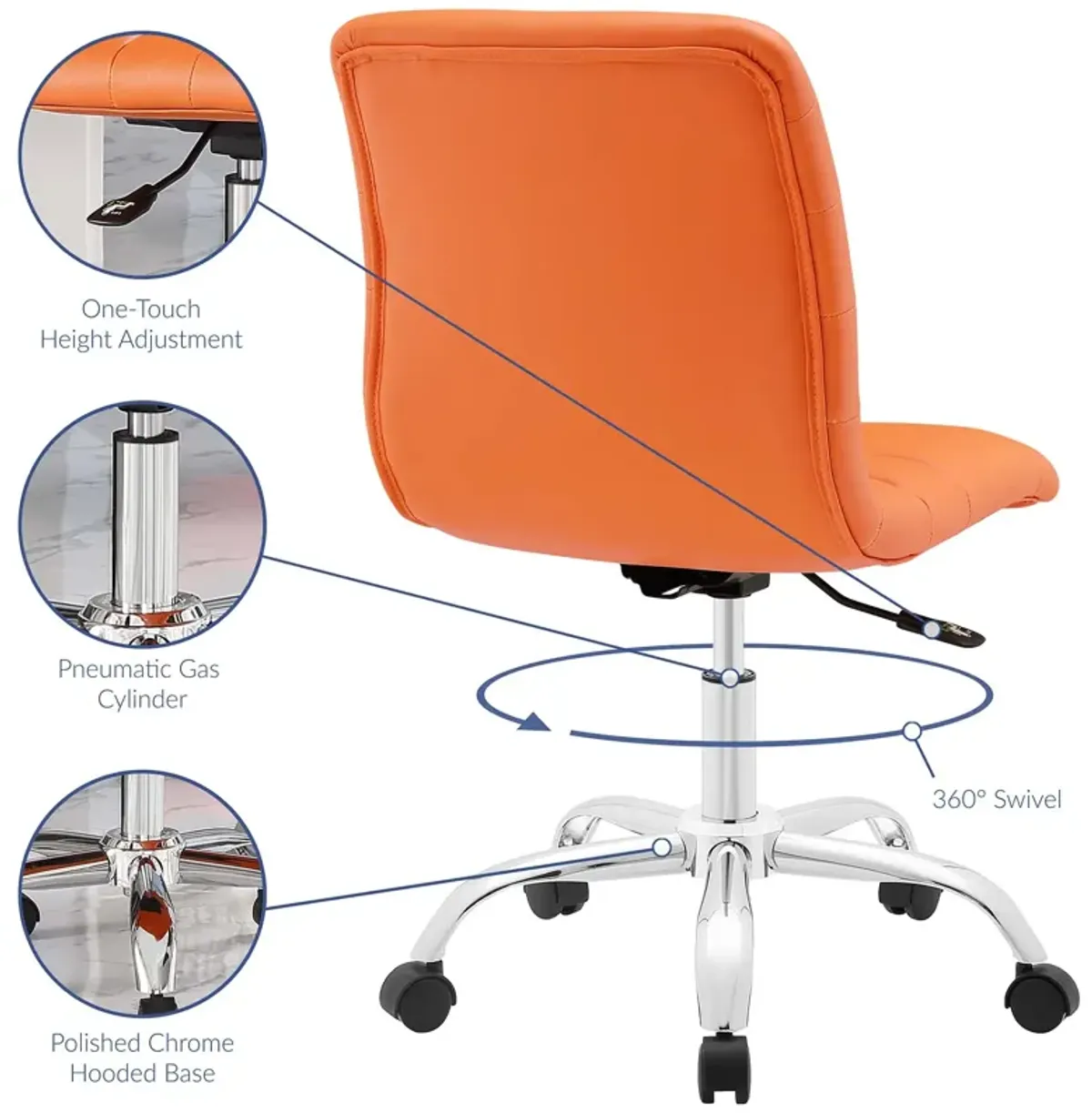 Ripple Armless Mid Back Vinyl Office Chair