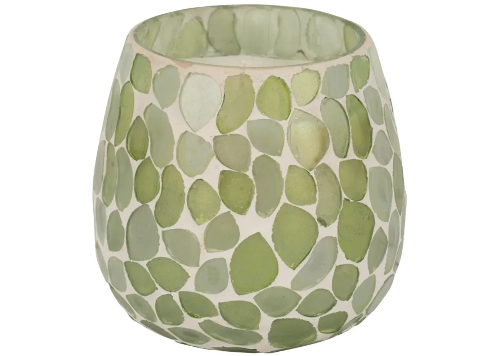 Glass, 4" 11 Oz Mosaic Scented Candle, Light Green