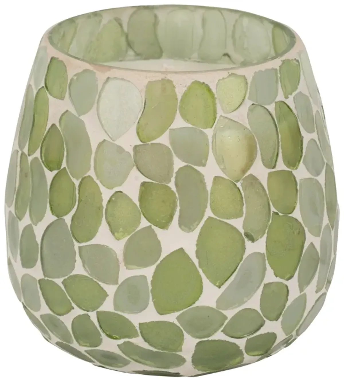 Glass, 4" 11 Oz Mosaic Scented Candle, Light Green