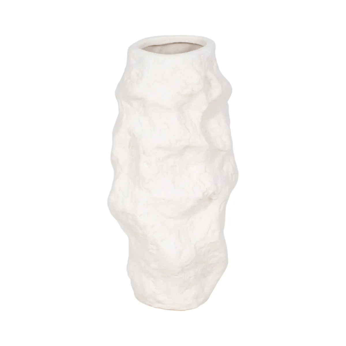 11" Jagged Textured Vase, White