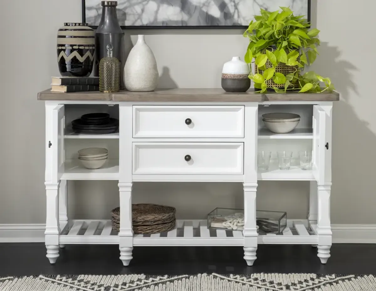 Essex White Credenza Two Tone White Finish