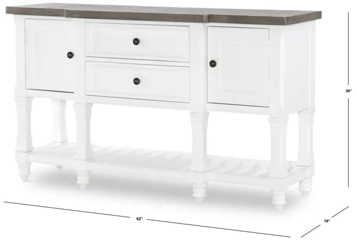 Essex White Credenza Two Tone White Finish