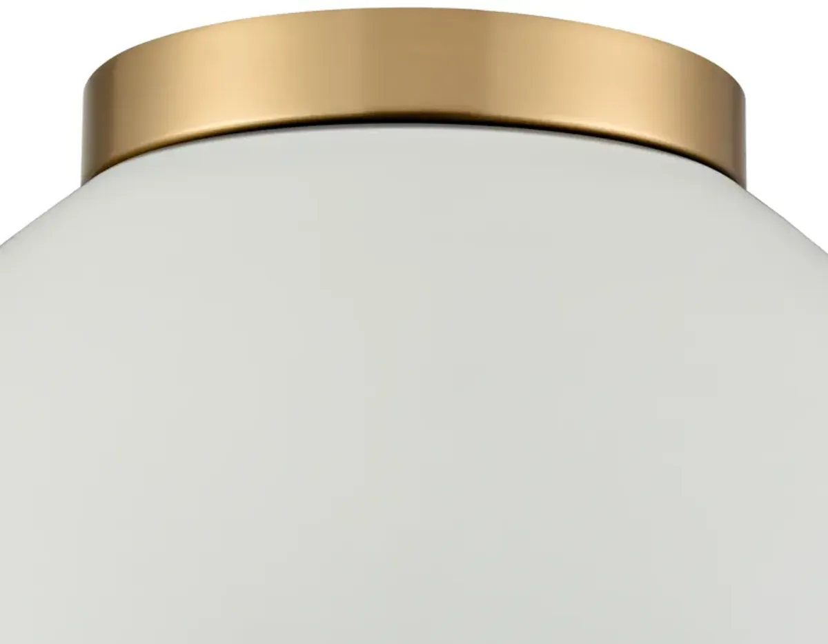 Pelham 10'' Wide 2-Light Flush Mount - Satin Brass with Matte White