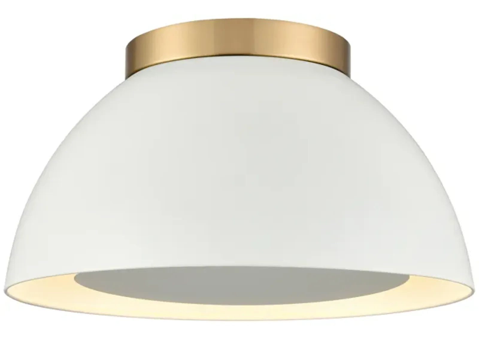 Pelham 10'' Wide 2-Light Flush Mount - Satin Brass with Matte White