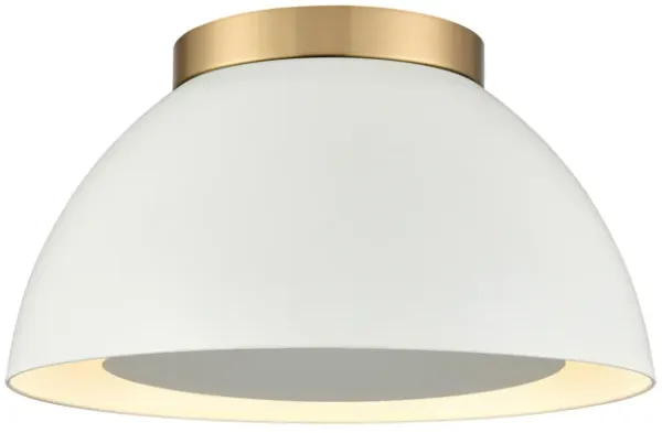 Pelham 10'' Wide 2-Light Flush Mount - Satin Brass with Matte White
