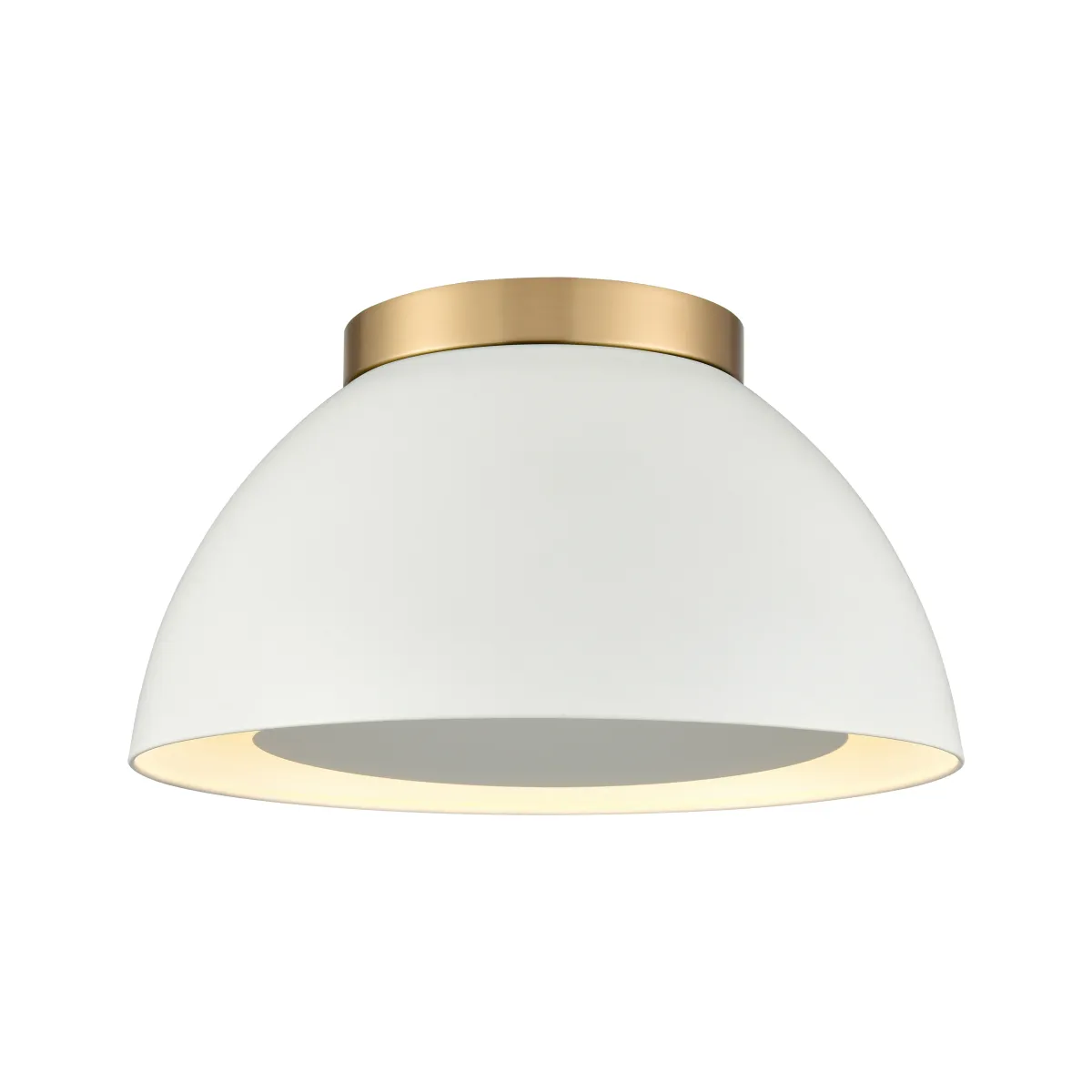 Pelham 10'' Wide 2-Light Flush Mount - Satin Brass with Matte White