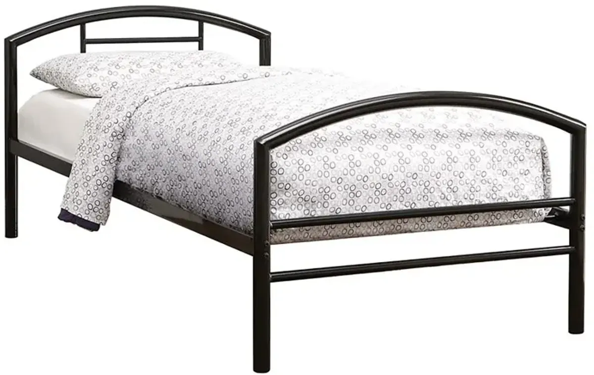 Baines Twin Metal Bed with Arched Headboard Black