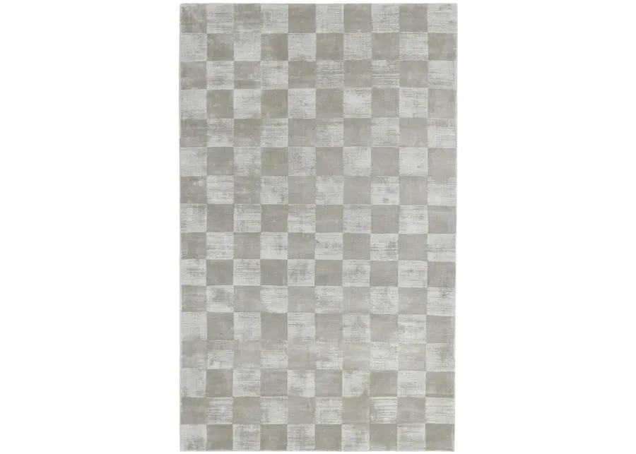 Berlin 9'x12' Indoor Soft Fabric Handwoven Checkered Dove Gray Accent Area Rug