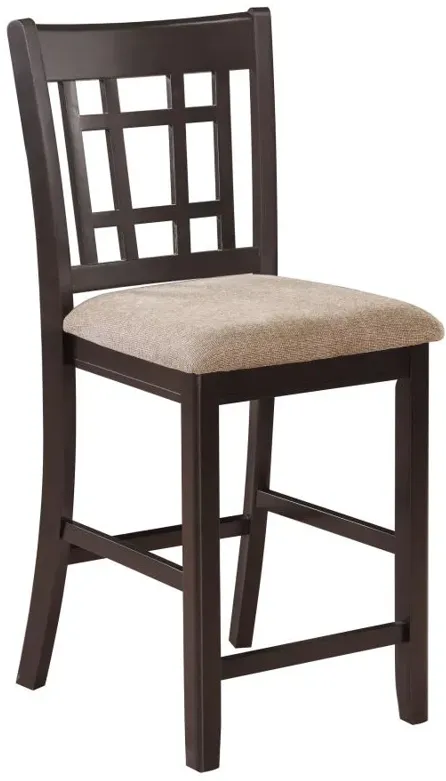 Lavon Lattice Back Counter Stools Tan and Espresso (Set of 2)