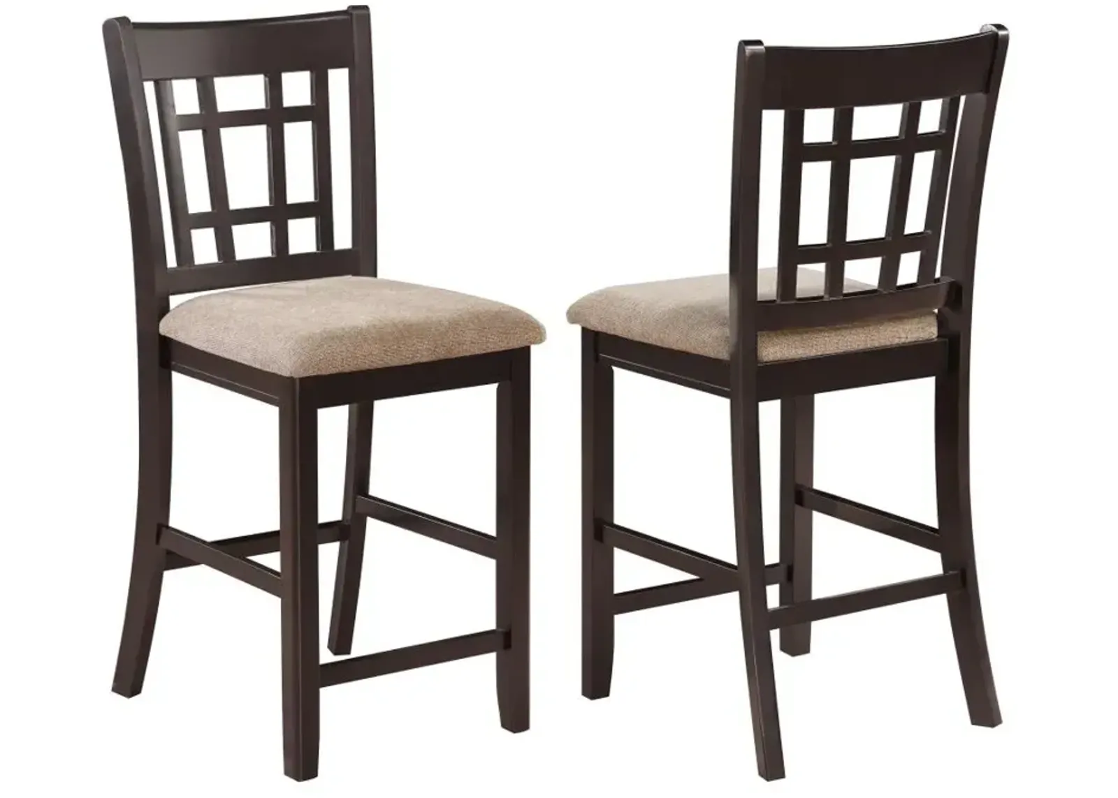 Lavon Lattice Back Counter Stools Tan and Espresso (Set of 2)