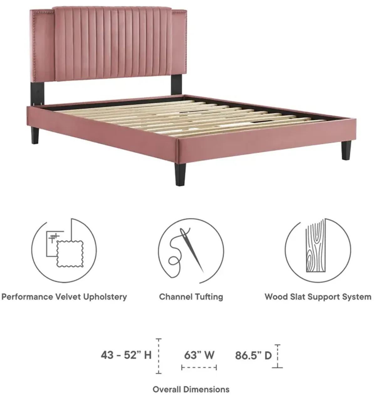 Zahra Channel Tufted Performance Velvet Twin Platform Bed