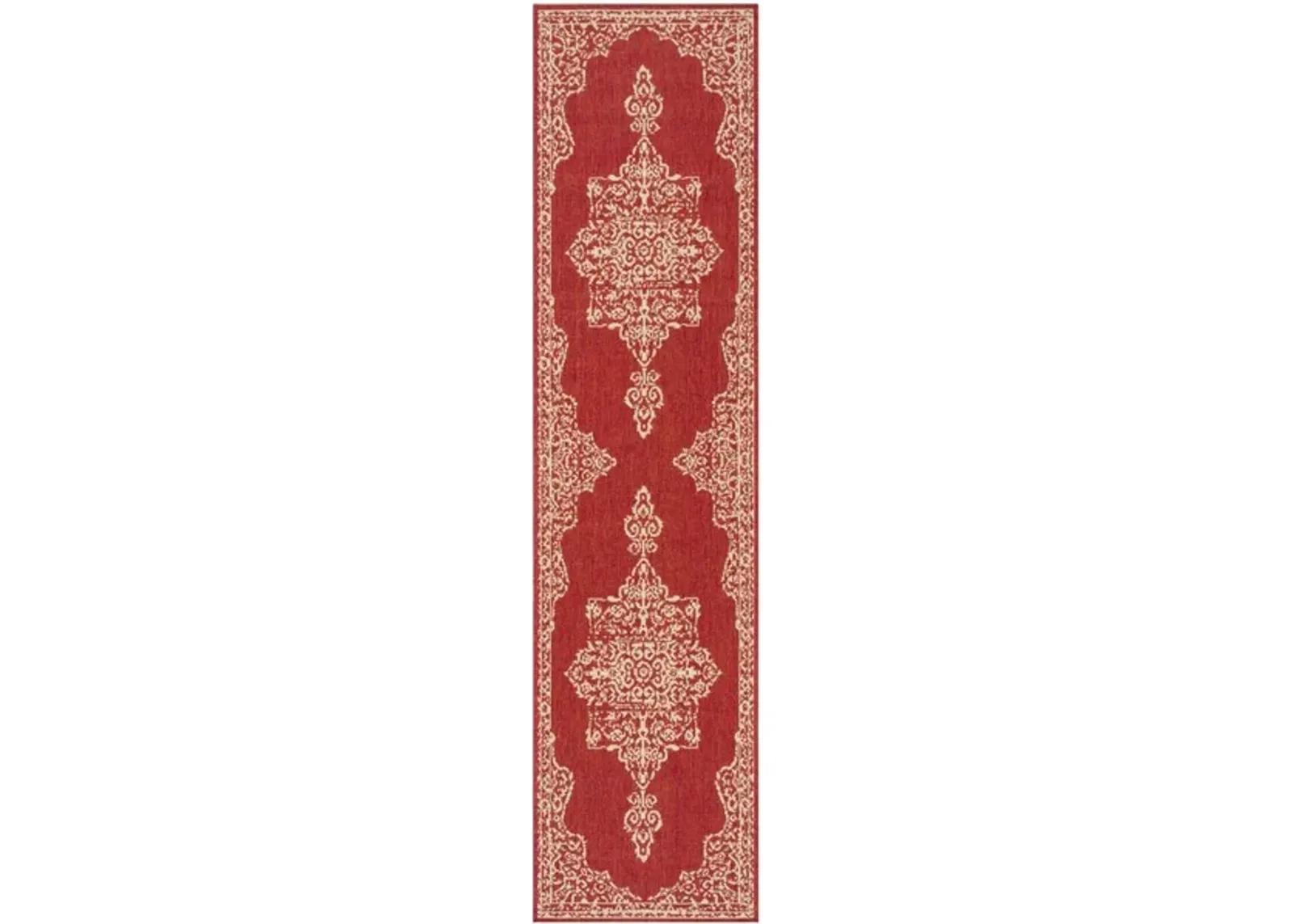 LINDEN 180 Collection LND180Q-28 Red / Creme 2'-2" X 8'