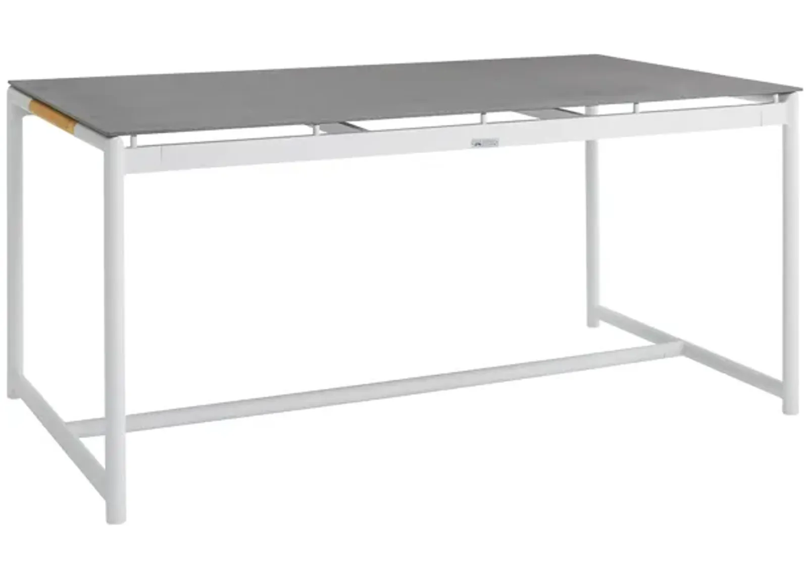 Royal White Aluminum and Teak Outdoor Dining Table with Stone Top