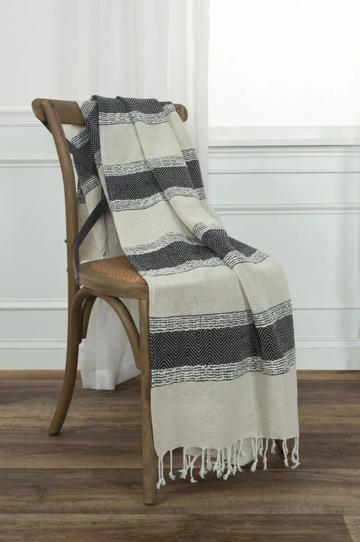 Stripe And Chevron Natural  Throw