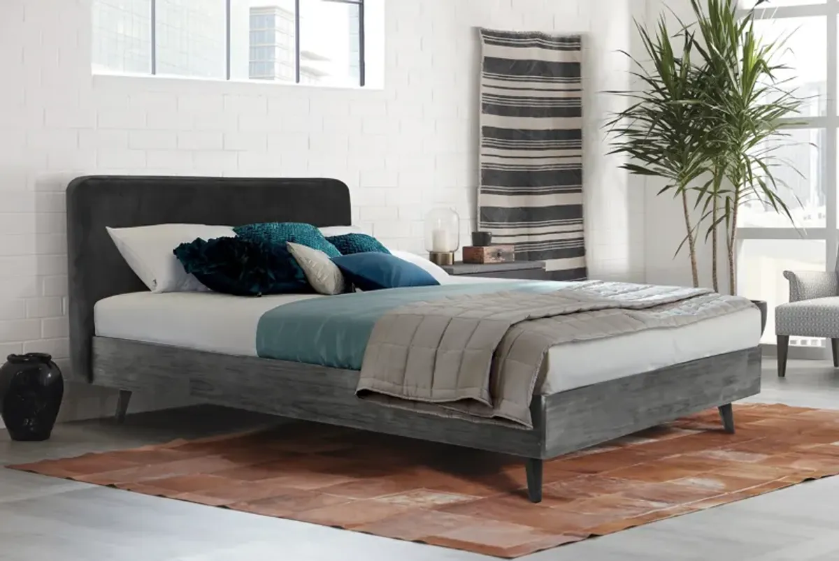 Mohave Mid-Century Tundra Gray Acacia King Platform Bed