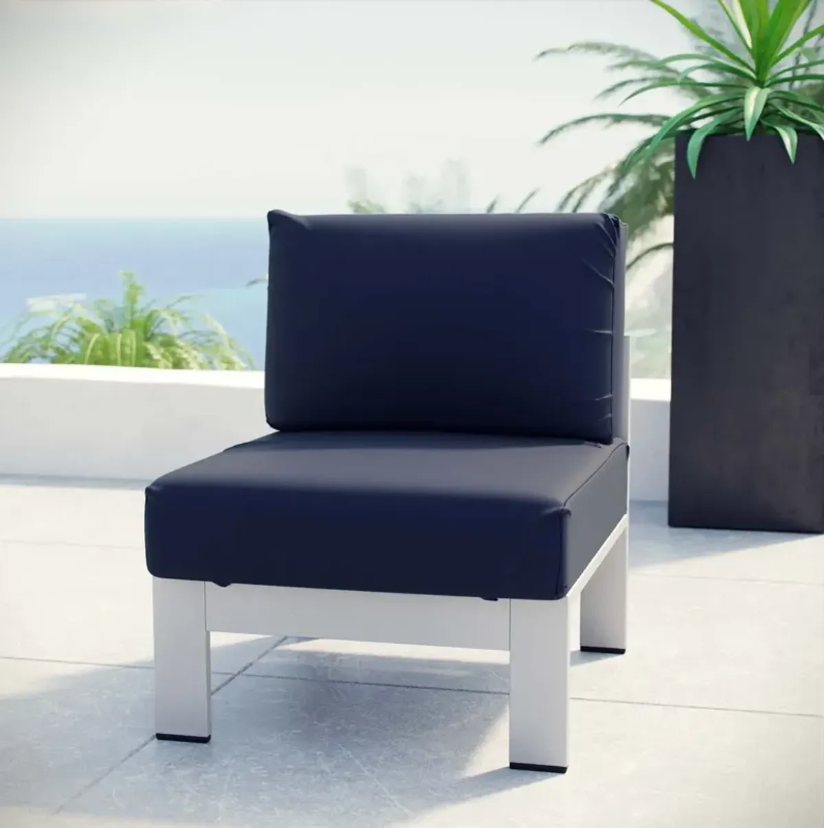 Shore Armless Outdoor Patio Aluminum Chair