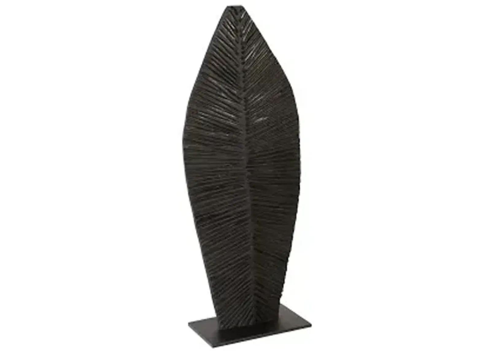 carved leaf on stand, burnt, sm