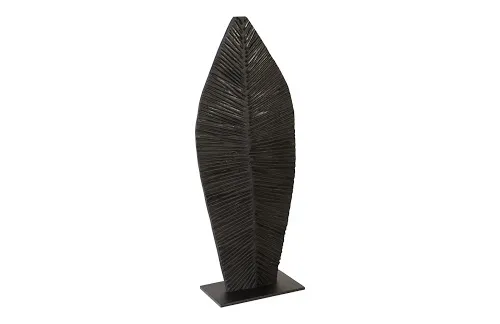 carved leaf on stand, burnt, sm