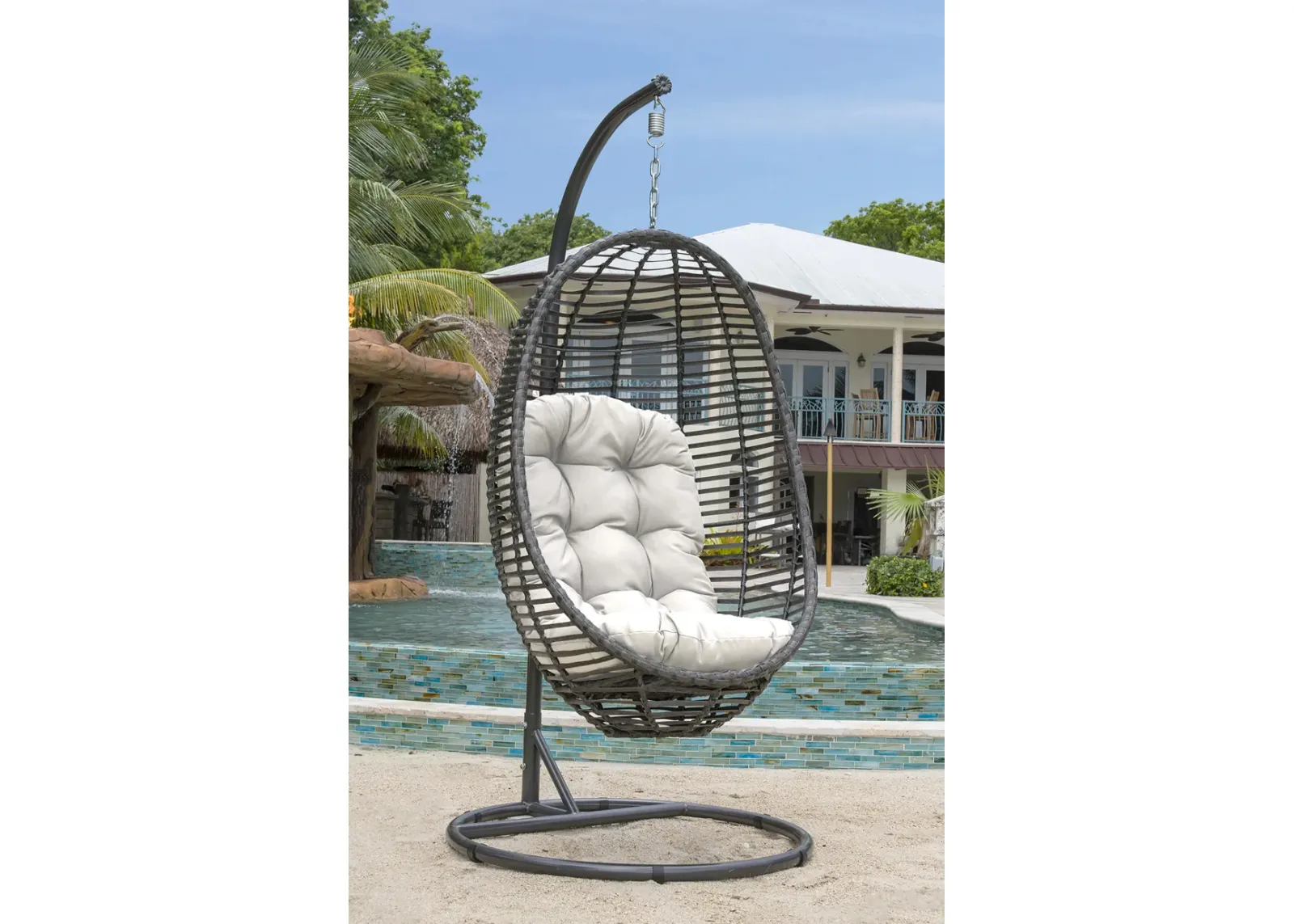 Panama Jack Graphite 2-Piece Hanging Chair with Cushion